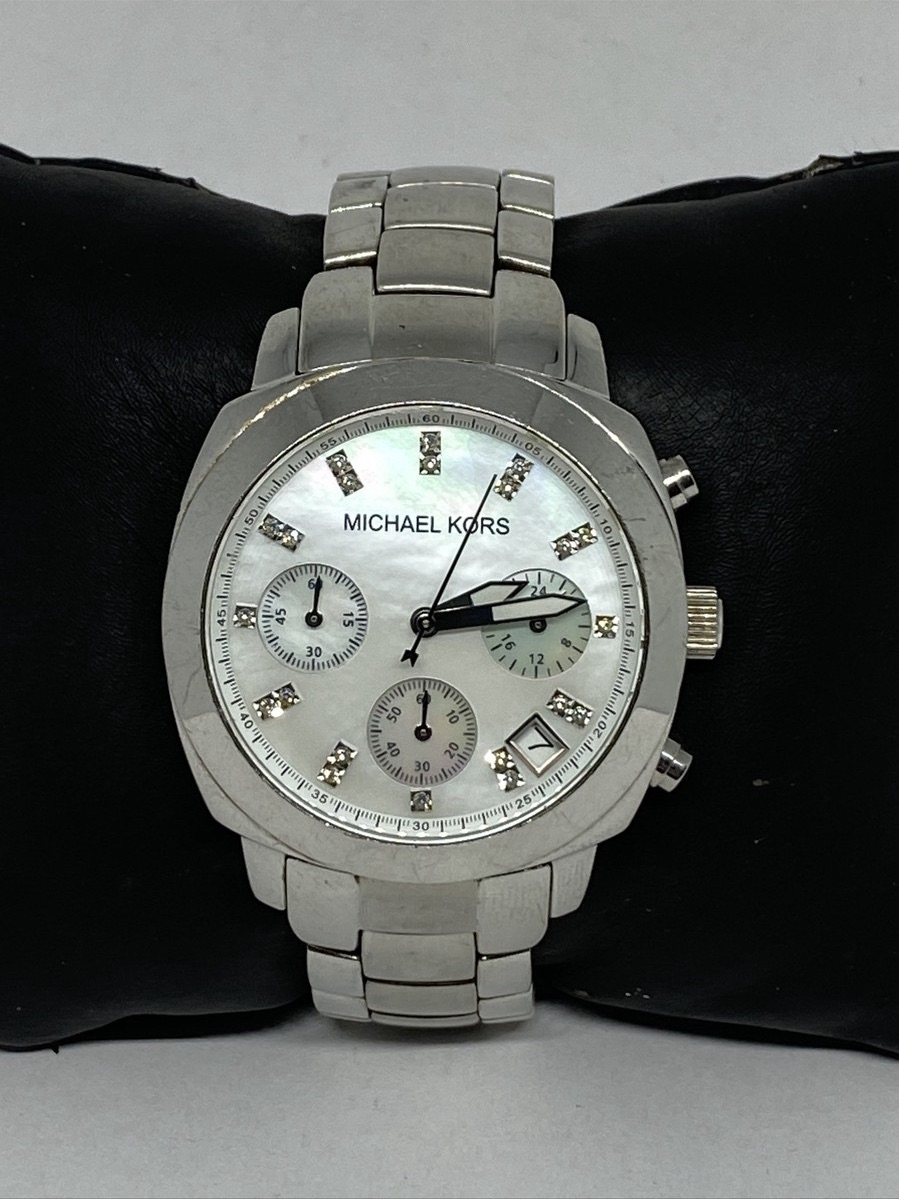 Michael Kors Silver Stainless Steel Chronograph Watch With MotherOfPearl Dial